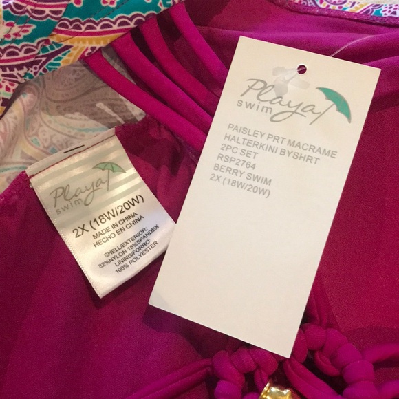 ♦️SALE♦️Playa 2pc Swim suit Berry/paisley Sz 2x - Picture 6 of 6